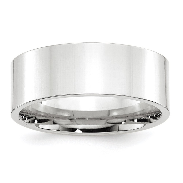 14k White Gold 8mm Standard Weight Flat Comfort Fit Wedding Band Size 11