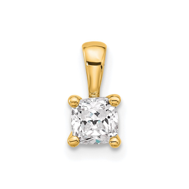 14k 1/2 carat Lab Grown Diamond VS+ F+ Cushion Complete Four Prong Pendant