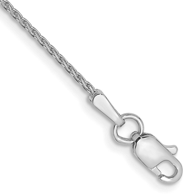 14K White Gold 9 inch 1mm Diamond-cut Parisian Wheat with Lobster Clasp Anklet