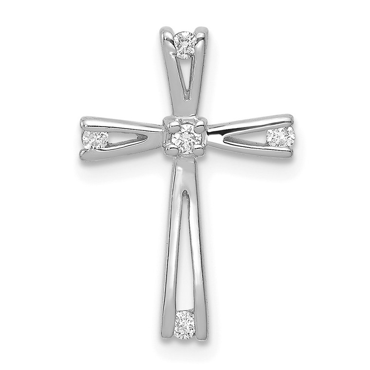 14k White Gold AA Diamond Cross Pendant