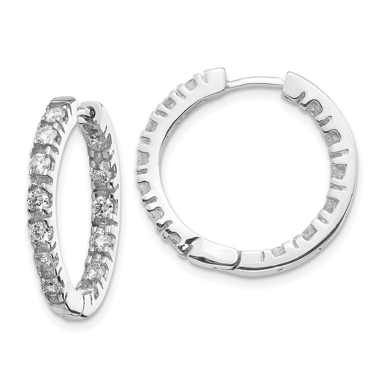 14k White Gold AA Diamond Hinged Hoop Earrings - XE-0A9FDB4D-2509