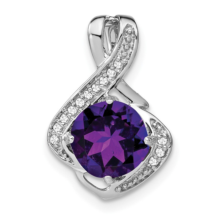 14k White Gold Amethyst and Diamond Pendant - PM-25BAE5F2-9402
