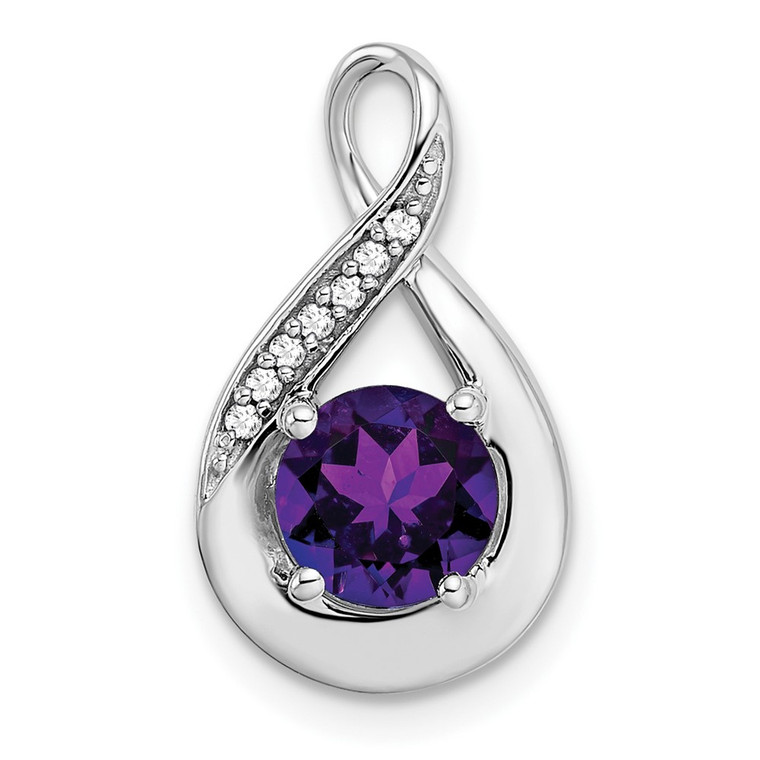 14k White Gold Amethyst and Diamond Pendant - PM-39EF9559-6195