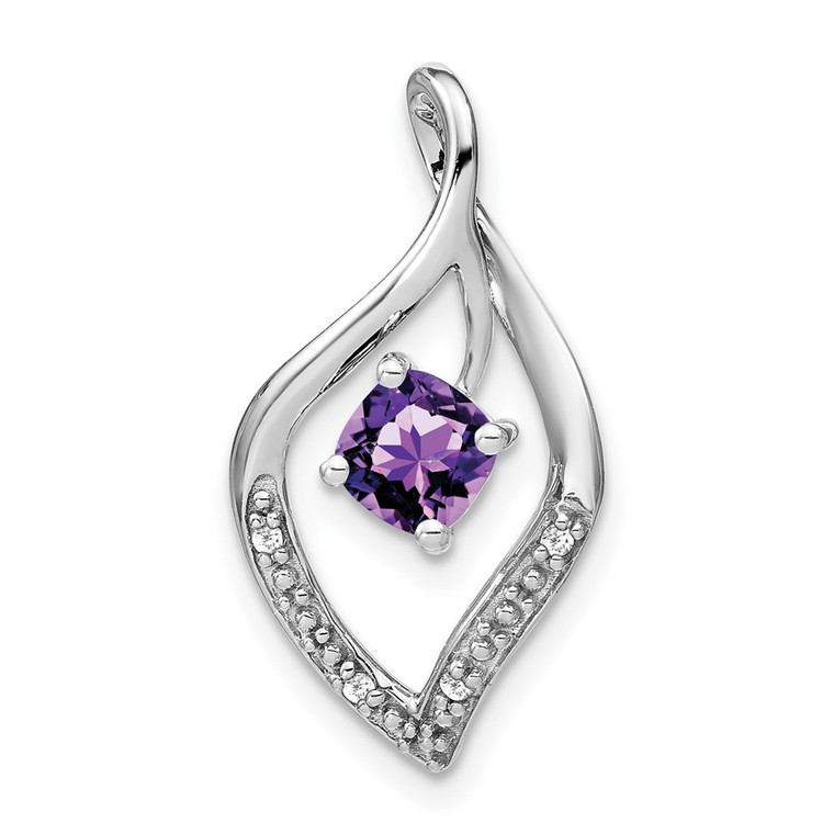 14k White Gold Amethyst and Diamond Pendant - PM-4D88C439-9940