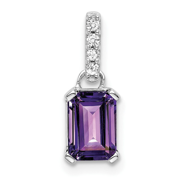 14K White Gold Amethyst and Diamond Pendant - PM-9CB8E254-8557