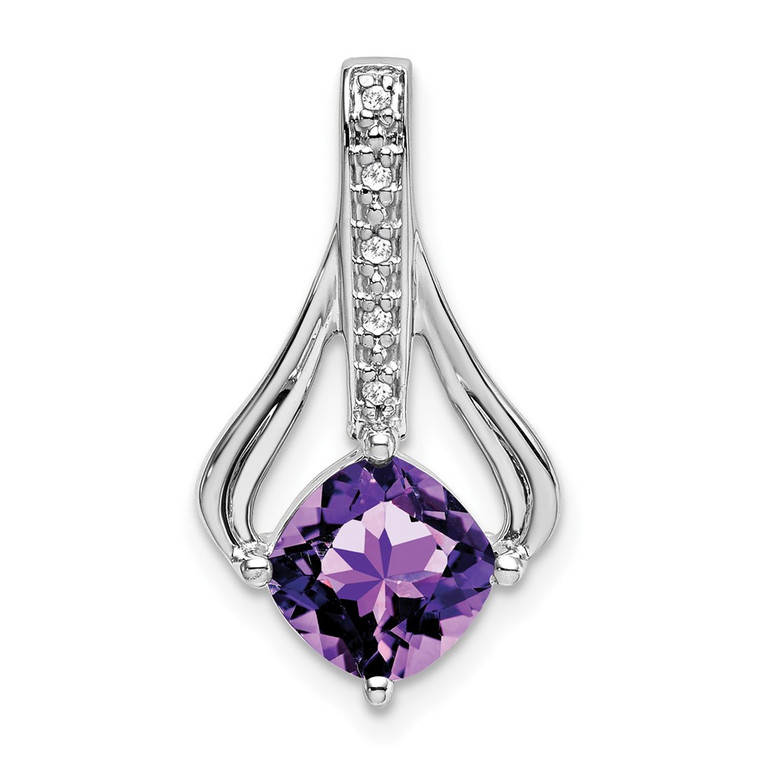 14k White Gold Amethyst and Diamond Pendant - PM-E887898D-3516
