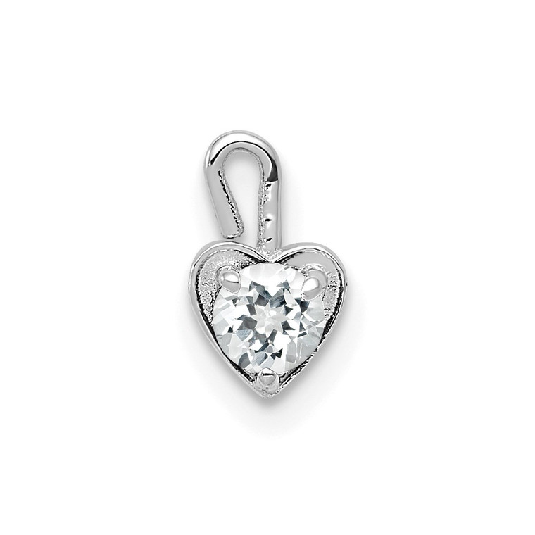 14k White Gold April Synthetic Birthstone Heart Charm