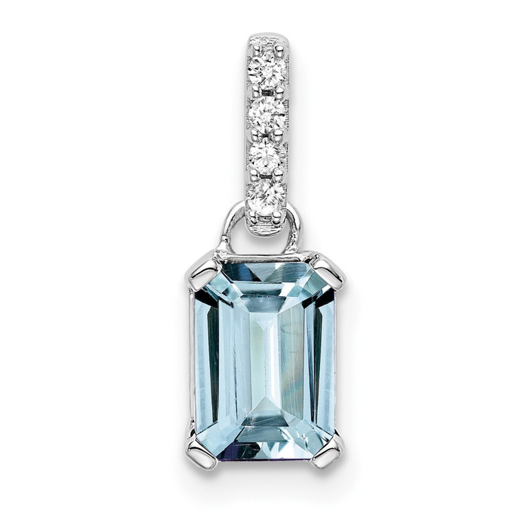 14K White Gold Aquamarine and Diamond Pendant - PM-E302B835-9041