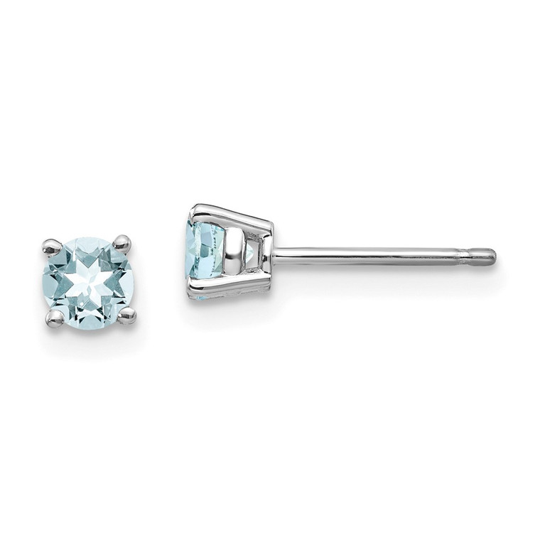 14k White Gold Aquamarine Post Earrings - XE-5EE17072-3689