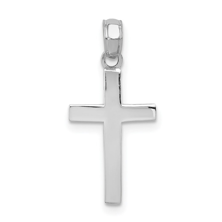 14k White Gold Beveled Cross Charm - C3-B238AA09-6899