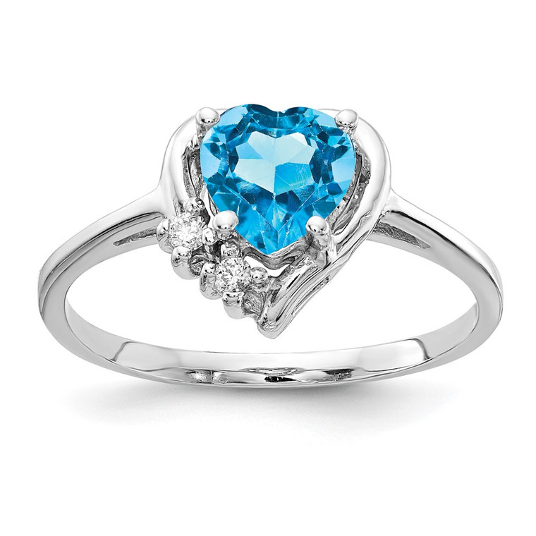 14k White Gold Blue Topaz Diamond ring - Y2-7D762A4E-6356