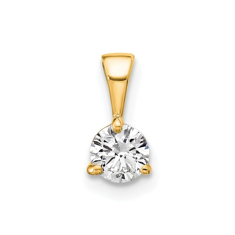 14k 1/3 carat Lab Grown Diamond VS/SI+ G+ Three Prong Solitare Pendant