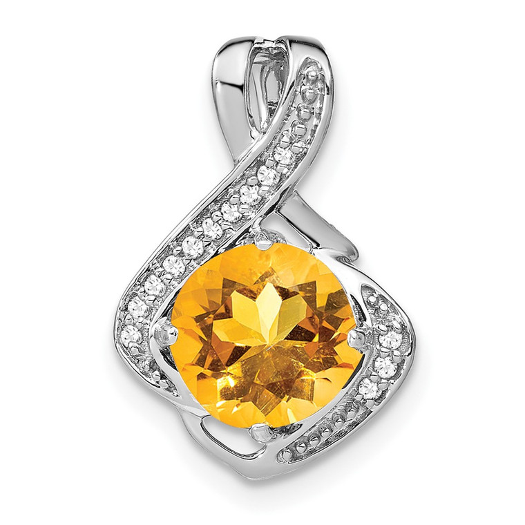 14k White Gold Citrine and Diamond Pendant - PM-8AB1B090-1820