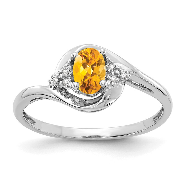 14k White Gold Citrine and Diamond Ring - XB-0B280B95-3762