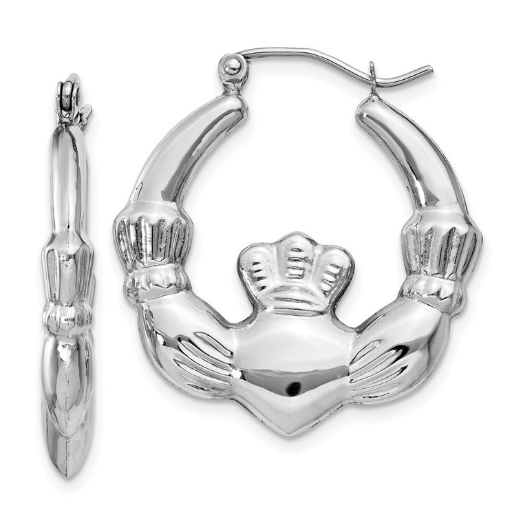 14k White Gold Claddagh Hoop Earrings - TC-03A285E9-8441