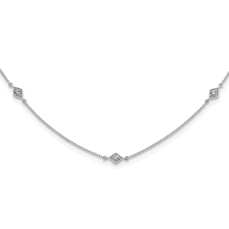 14k White Gold Complete 1/2 carat Diamond 9-Station 18 inch Necklace