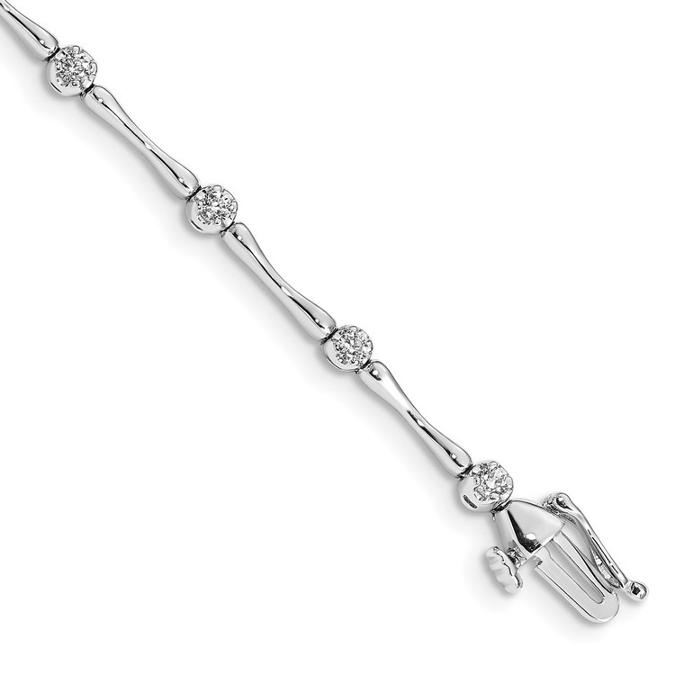 14k White Gold Complete 1/2 carat Diamond and Bar Link 7 inch Bracelet