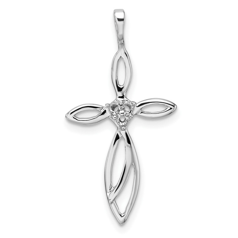 14k White Gold Cross Pendant Mounting - PM-5B07989E-8908