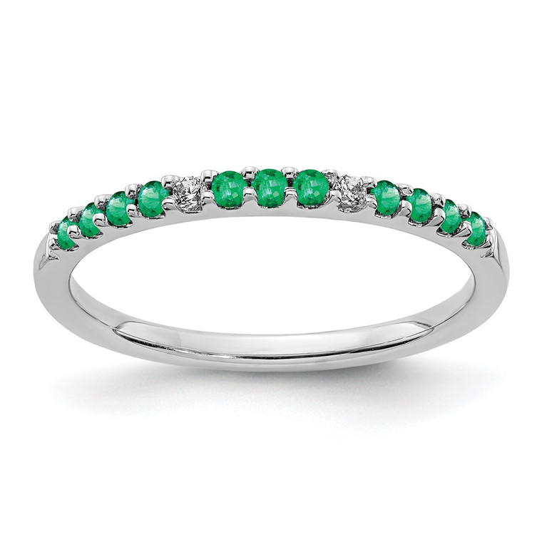 14k White Gold Diamond and Emerald Band - RM-1338E405-6365