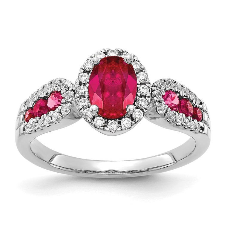 14k White Gold Diamond and Oval Ruby Ring - RM-AF9E62A6-4652
