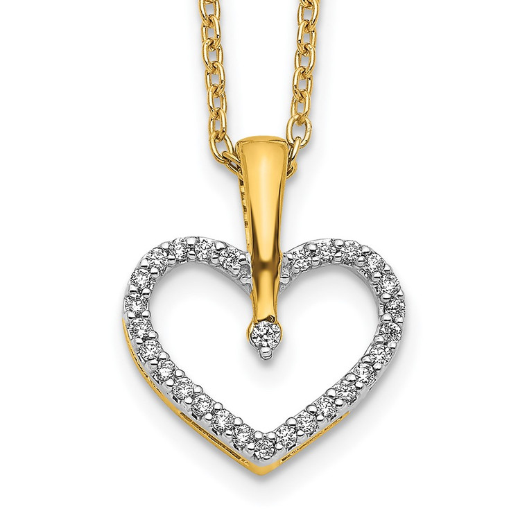 14k 1/6 carat Diamond Heart Pendant 18 inch Necklace