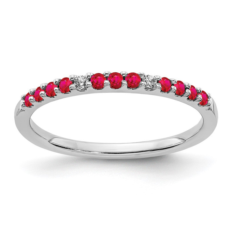 14k White Gold Diamond and Ruby Band - RM-94434C7B-4785
