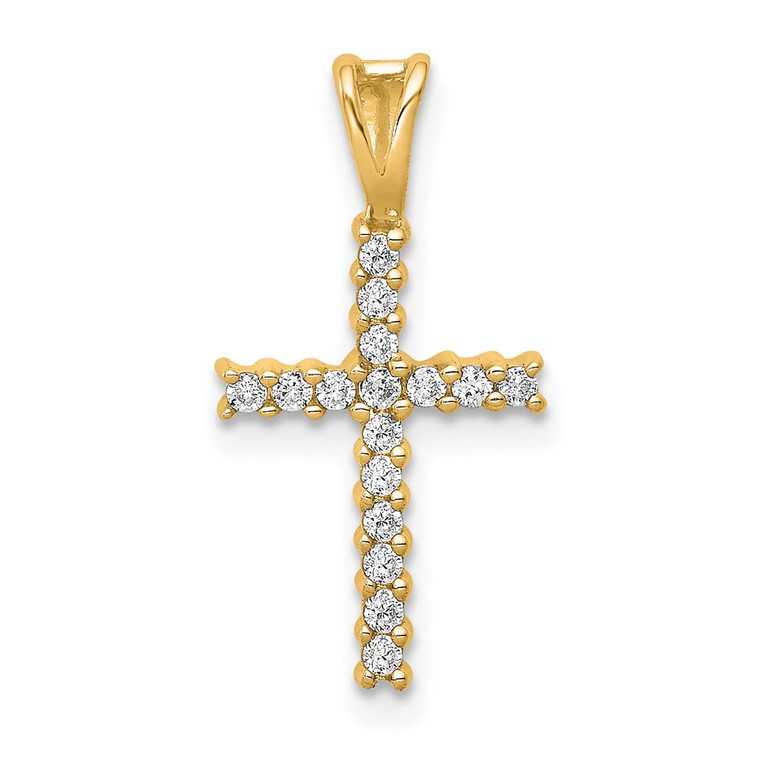 14k 1/6 carat Lab Grown Diamond VS/SI+ G+ Complete Cross Pendant - PM-B55CEBB0-8488