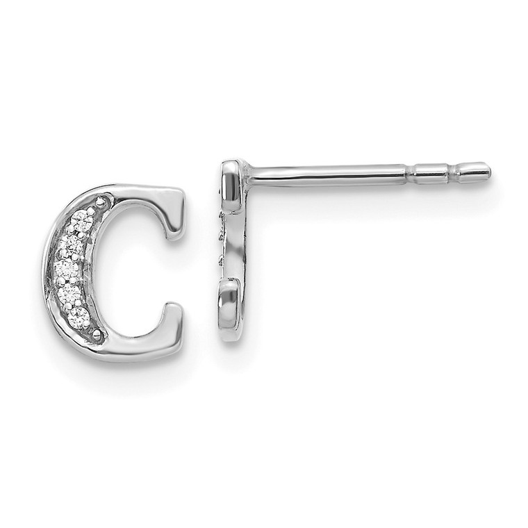 14k White Gold Diamond Initial C Earrings - EM-FF6C2CC6-3799