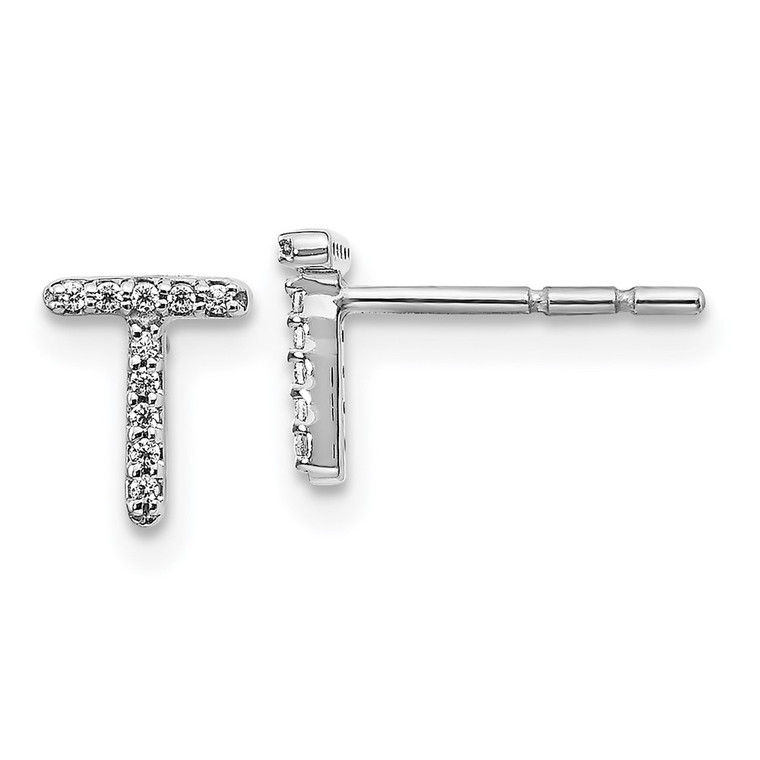 14k White Gold Diamond Initial T Earrings - EM-4FE588BE-1789