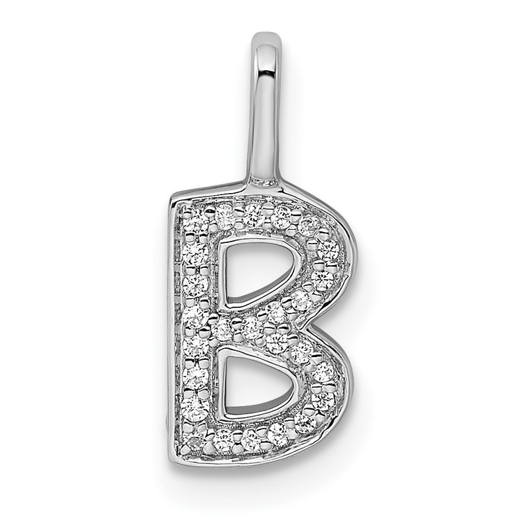 14K White Gold Diamond Letter B Initial Pendant - PM-1DBC7EF7-5440