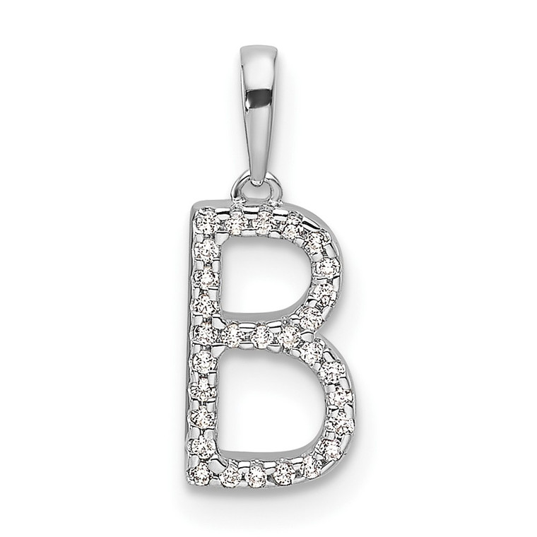 14K White Gold Diamond Letter B Initial Pendant - PM-5D048C39-6742