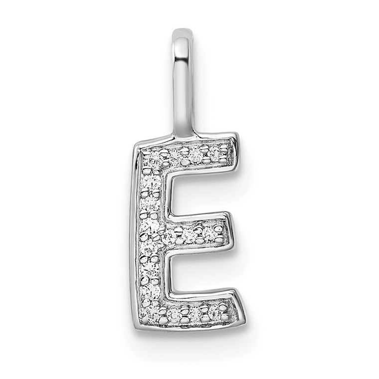 14K White Gold Diamond Letter E Initial Pendant - PM-01B24BEE-1606