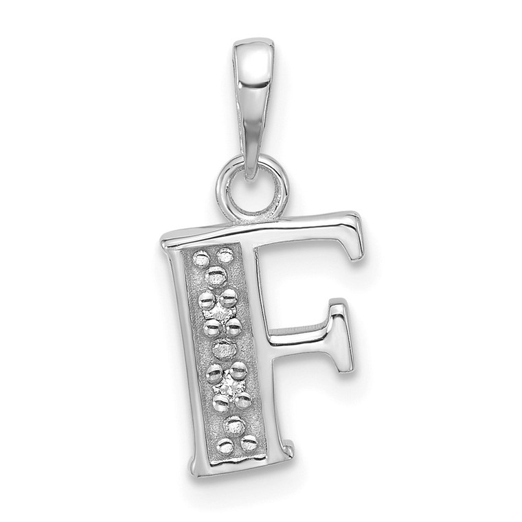 14K White Gold Diamond Letter F Initial Pendant - YC-8813DD93-8581