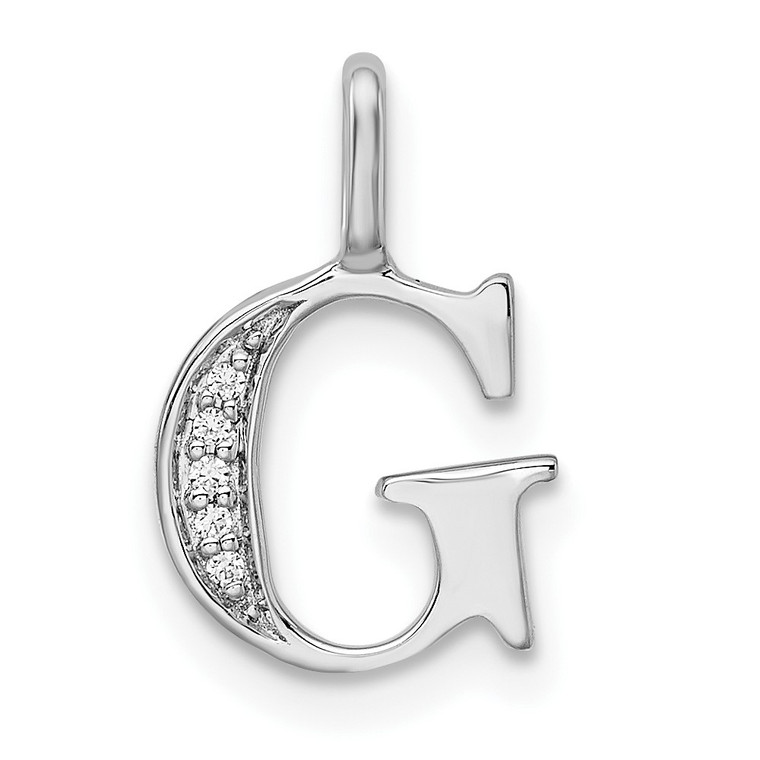 14K White Gold Diamond Letter G Initial Pendant - PM-83BDF33A-5696