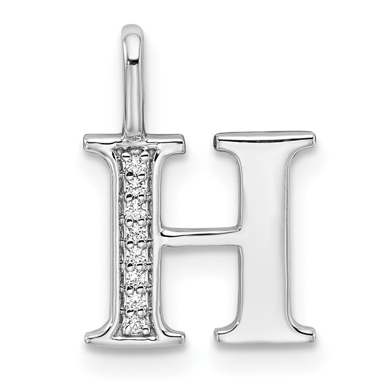 14K White Gold Diamond Letter H Initial Pendant - PM-8E579A4D-5766