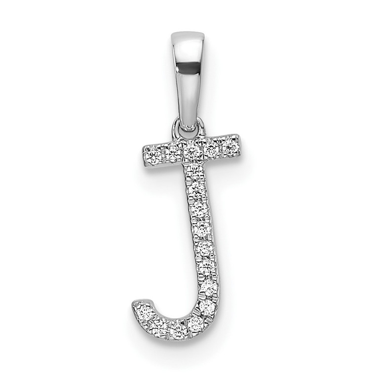 14K White Gold Diamond Letter J Initial Pendant - PM-731E471E-1423