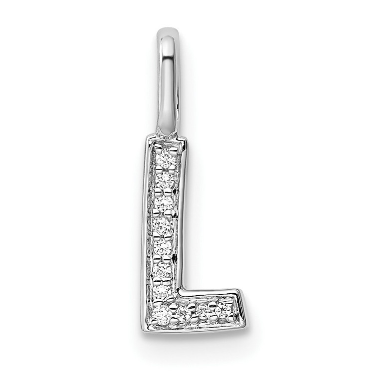 14K White Gold Diamond Letter L Initial Pendant - PM-5C1CDF8F-1763