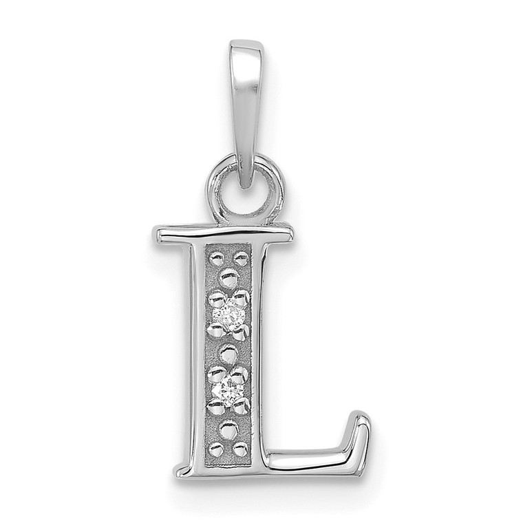 14K White Gold Diamond Letter L Initial Pendant - YC-0541134C-9035