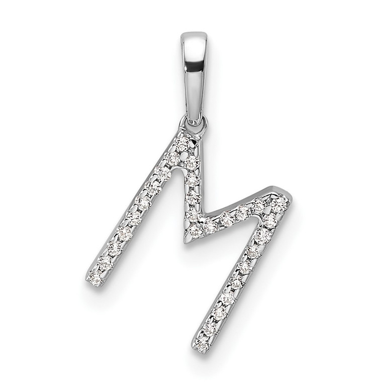 14K White Gold Diamond Letter M Initial Pendant - PM-2FEEFF8D-1759