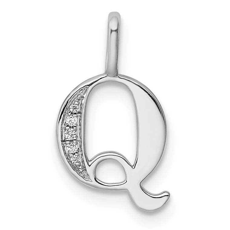 14K White Gold Diamond Letter Q Initial Pendant - PM-B273EAD7-1883