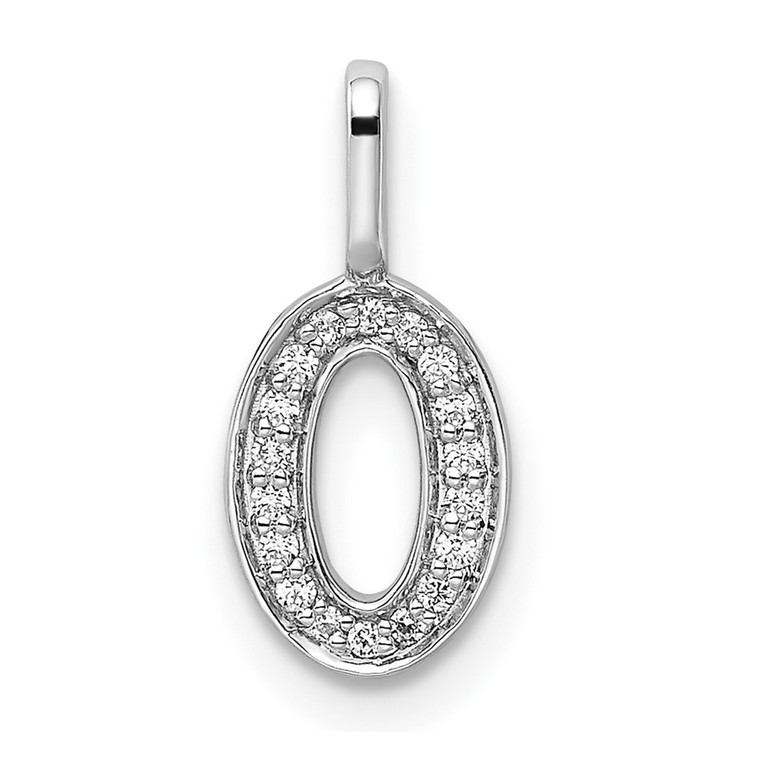 14k White Gold Diamond Number 0 Pendant - PM-9871200E-8971
