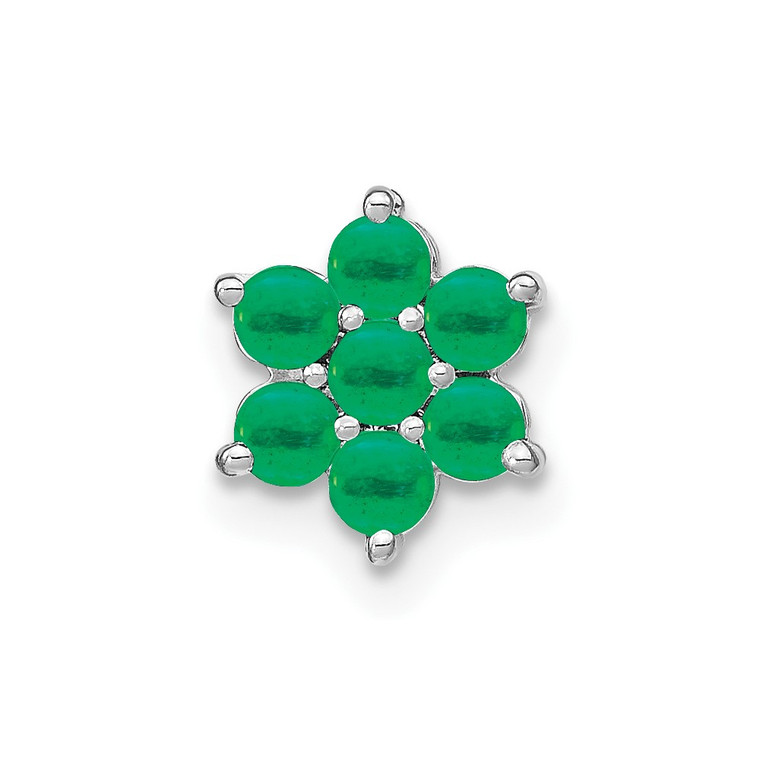 14k White Gold Emerald Floral Chain Slide