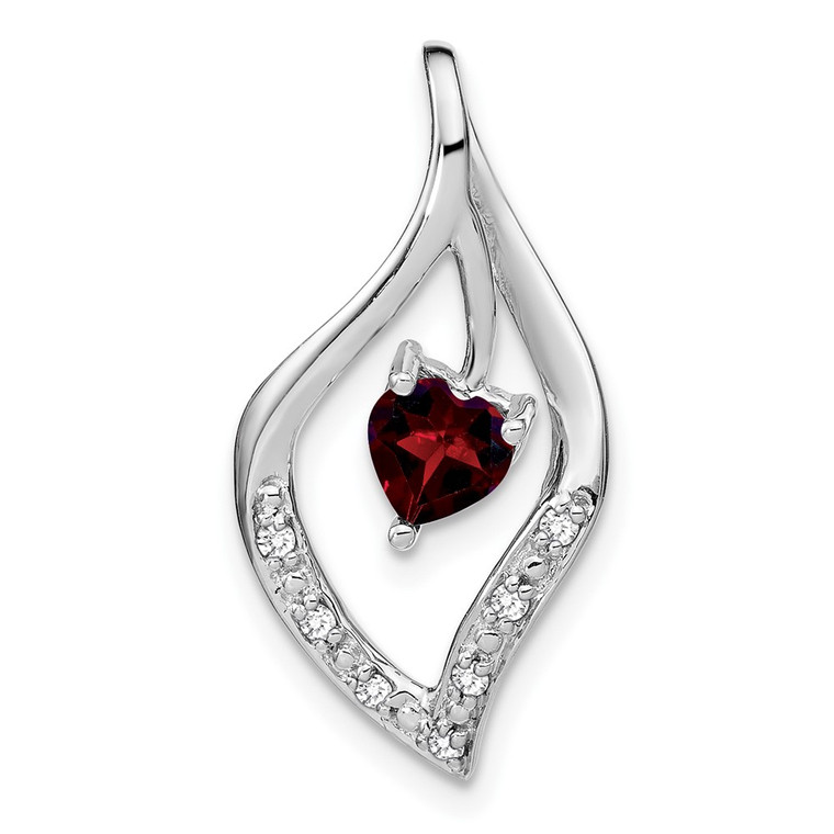 14k White Gold Garnet and Diamond Pendant - PM-E3F170C1-3250
