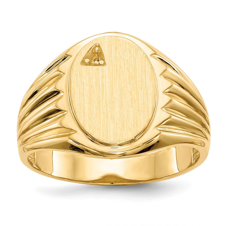 14k 10.0x13.5mm Open Back Diamond Mens Signet Ring Mounting