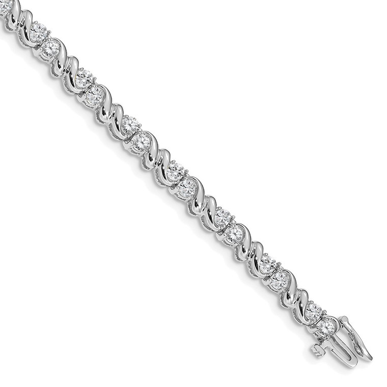 14k White Gold Holds 2.88 carat 28-3mm Round Diamond Fancy Swirl 7 inch Tennis Bracelet Mounting