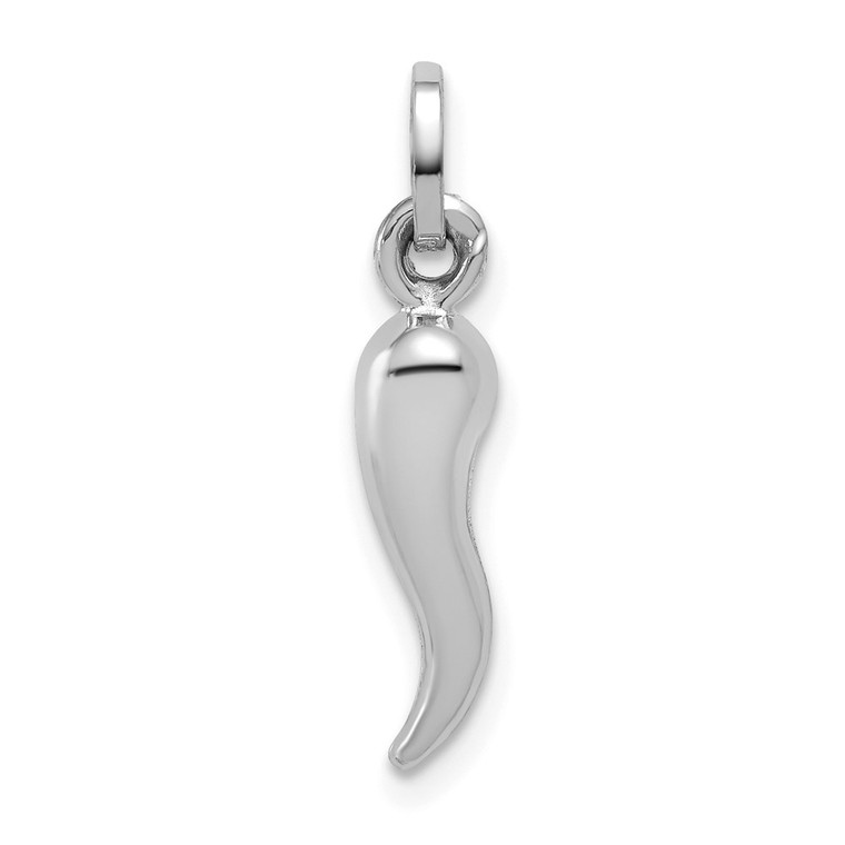 14k White Gold Hollow Italian Horn Charm