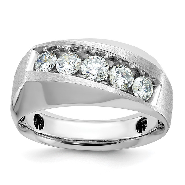 14k White Gold IBGoodman Men's Polished & Satin 5-Stone Ring Mounting - B6-FC4D37B6-9758