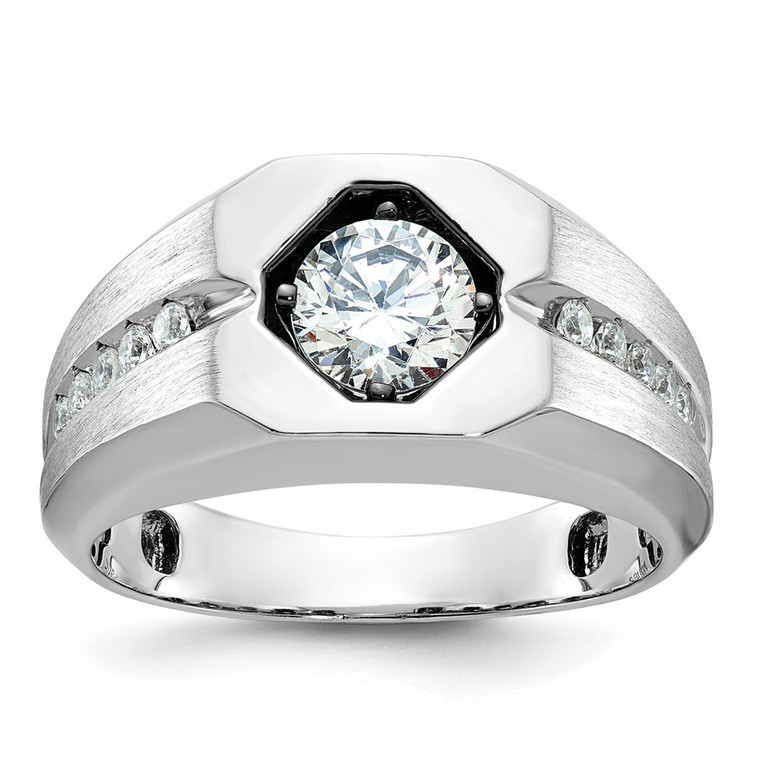 14k White Gold IBGoodman Men's Polished and Satin Diamond Ring Mounting - B5-BEBF66EC-8514