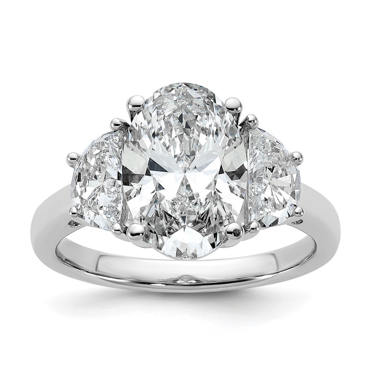 14k White Gold Lab Grown Diamond VS/SI+ G+ Oval & 1/2 Moon 3 Stone Semi-mount Engagement Ring - RM-263218DE-7020