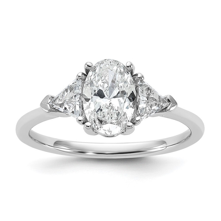 14k White Gold Lab Grown Diamond VS/SI+ G+ Oval & Trillion 3 Stone Semi-mount Engagement Ring - RM-4061194A-2020